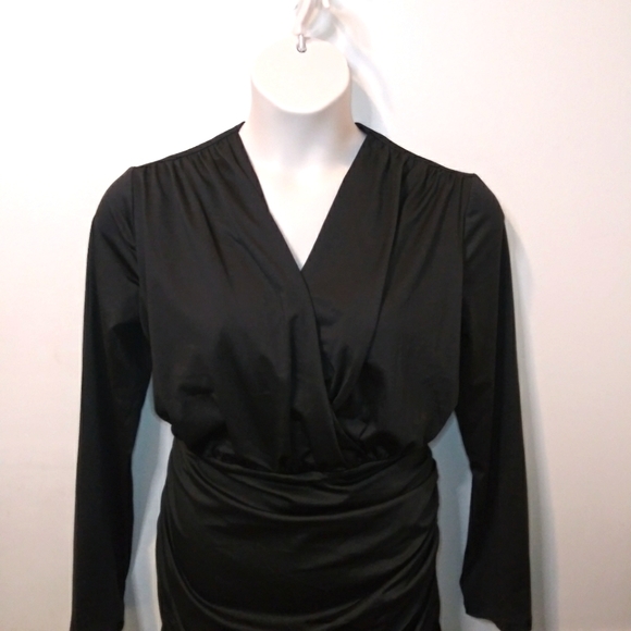 Grace Karin 2X Black Ruched Bodycon Cocktail/Special Occasion Little Black Dress - Picture 2 of 9